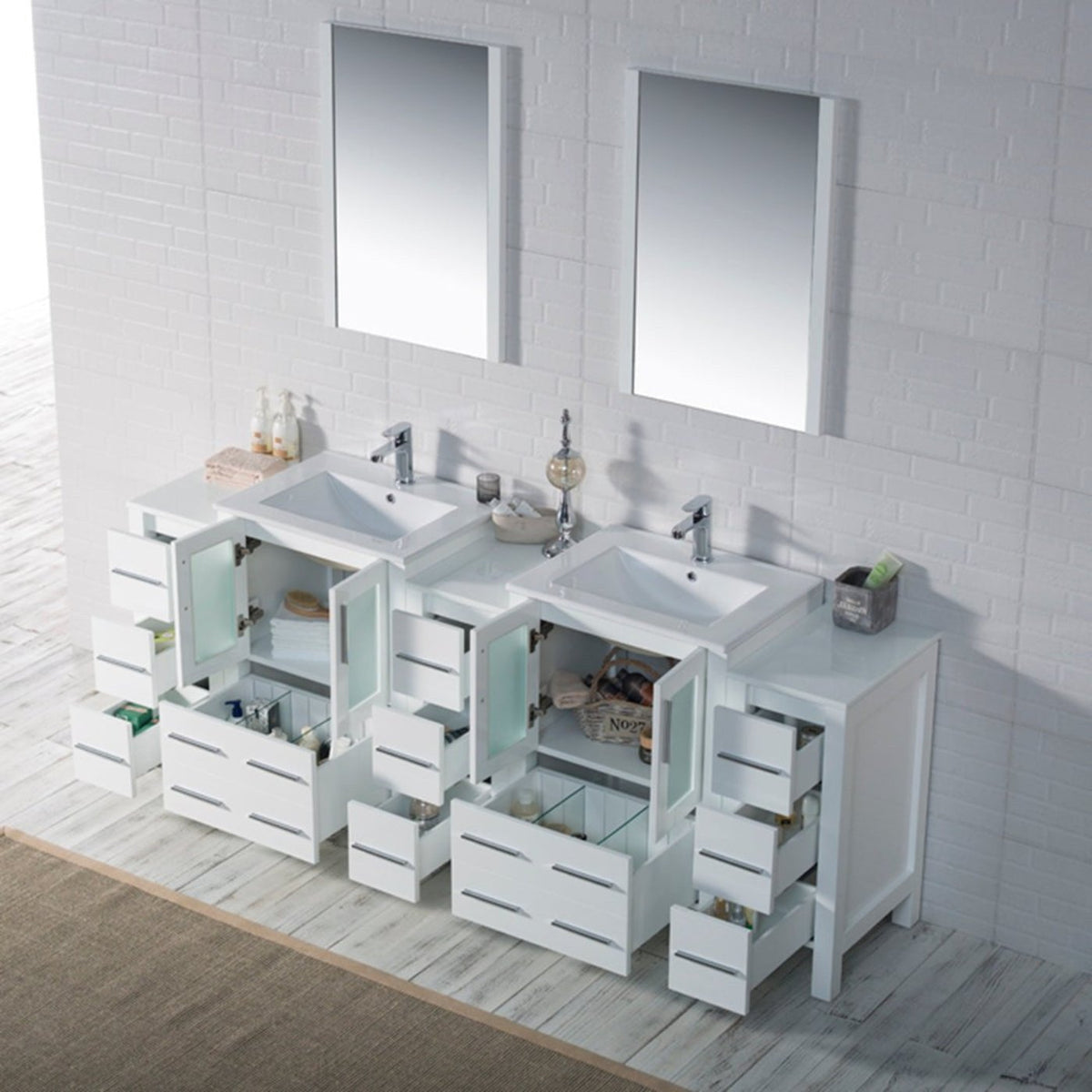 Blossom Sydney 84 Inch Bathroom Vanity with Side Cabinet - V8001 84S 01 - Backyard Provider