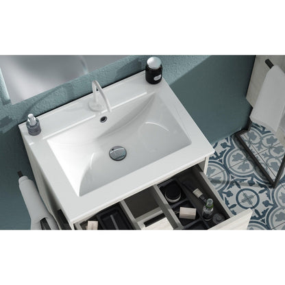 Lucena Bath 32" DÃ©cor Cristal Freestanding Vanity in White/Black/Grey and glass handle - Backyard Provider