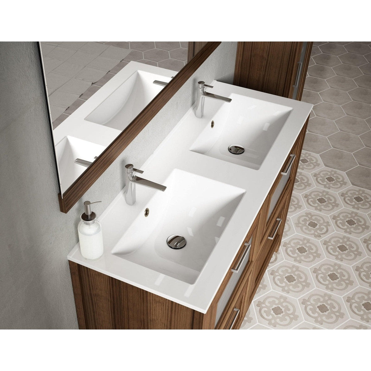 Lucena Bath 48" DÃ©cor Cristal Floating Vanity in White / Black / Grey - Backyard Provider
