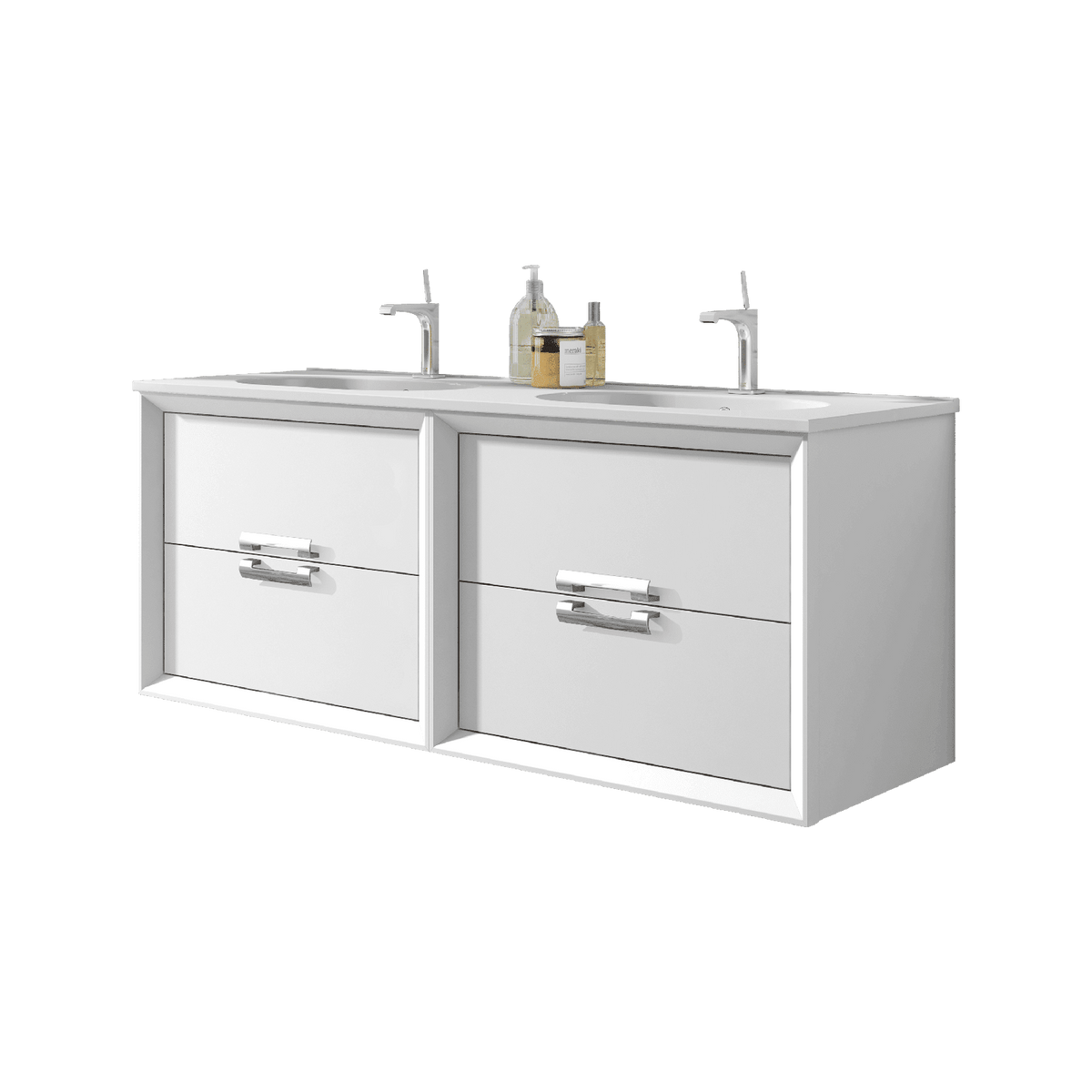 Lucena Bath 80" DÃ©cor Tirador Floating Double Vanities in White / Black / Grey / Silver - Backyard Provider