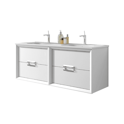 Lucena Bath 80" DÃ©cor Tirador Floating Double Vanities in White / Black / Grey / Silver - Backyard Provider