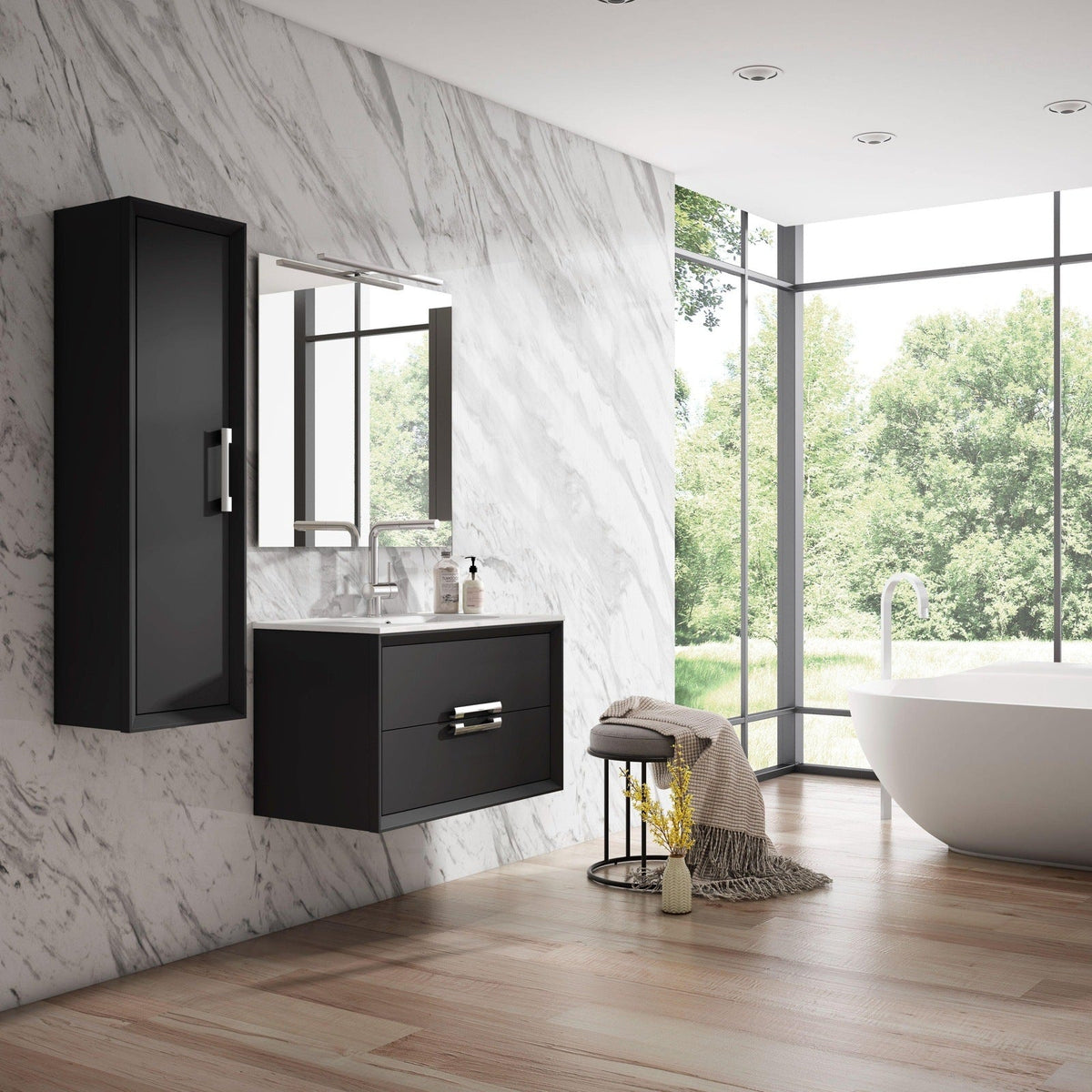 Lucena Bath 24" DÃ©cor Tirador Vanity in White, Black, Gray or White and Silver. - Backyard Provider