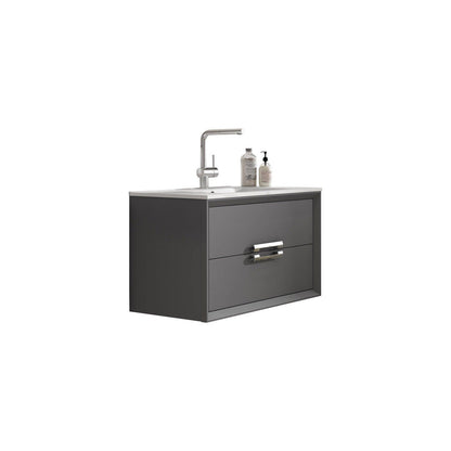Lucena Bath 24" DÃ©cor Tirador Vanity in White, Black, Gray or White and Silver. - Backyard Provider