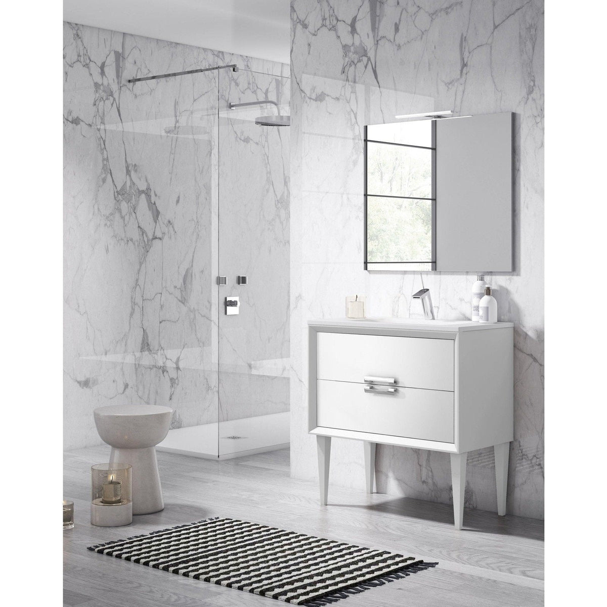 Lucena Bath 32" DÃ©cor Tirador  Freestanding Vanity in White, Black, Gray or White and Silver. - Backyard Provider