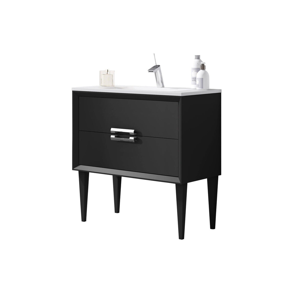 Lucena Bath 32" DÃ©cor Tirador  Freestanding Vanity in White, Black, Gray or White and Silver. - Backyard Provider