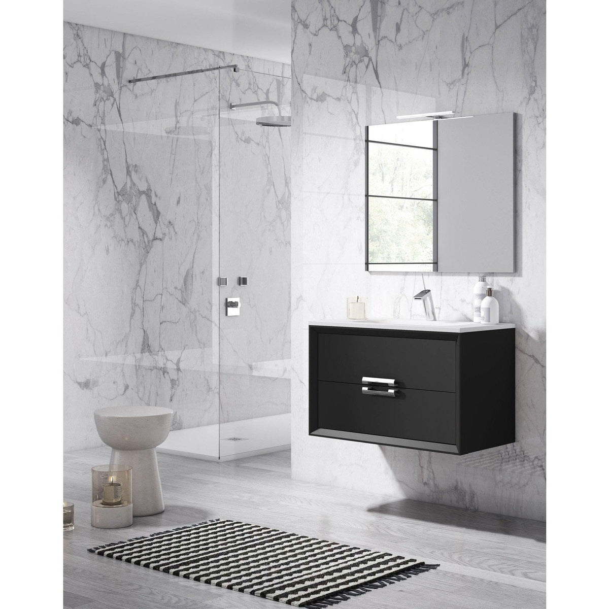 Lucena Bath 32" DÃ©cor Tirador Floating Vanity in White, Black, Gray or White and Silver. - Backyard Provider