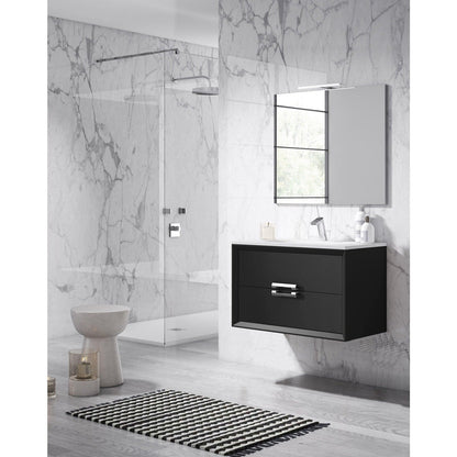 Lucena Bath 32" DÃ©cor Tirador Floating Vanity in White, Black, Gray or White and Silver. - Backyard Provider