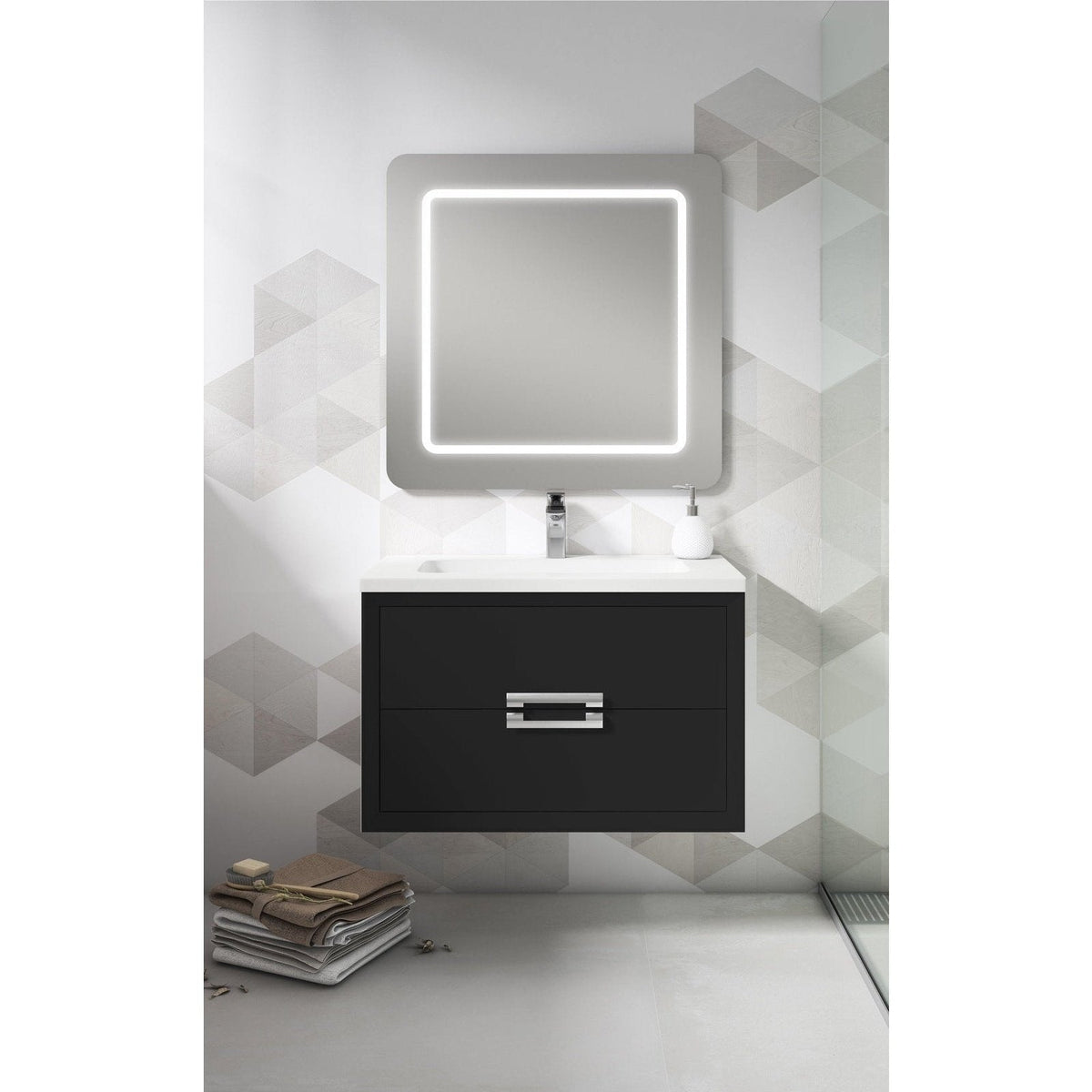 Lucena Bath 32" DÃ©cor Tirador Floating Vanity in White, Black, Gray or White and Silver. - Backyard Provider
