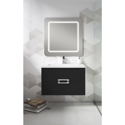 Lucena Bath 32" DÃ©cor Tirador Floating Vanity in White, Black, Gray or White and Silver. - Backyard Provider