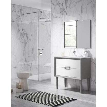 Lucena Bath 40" DÃ©cor Tirador Freestanding Vanity in Whit / Black / Grey - Backyard Provider