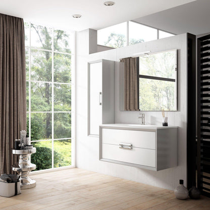 Lucena Bath 40" DÃ©cor Tirador Floating Vanity in White, Black, Gray or White and Silver. - Backyard Provider