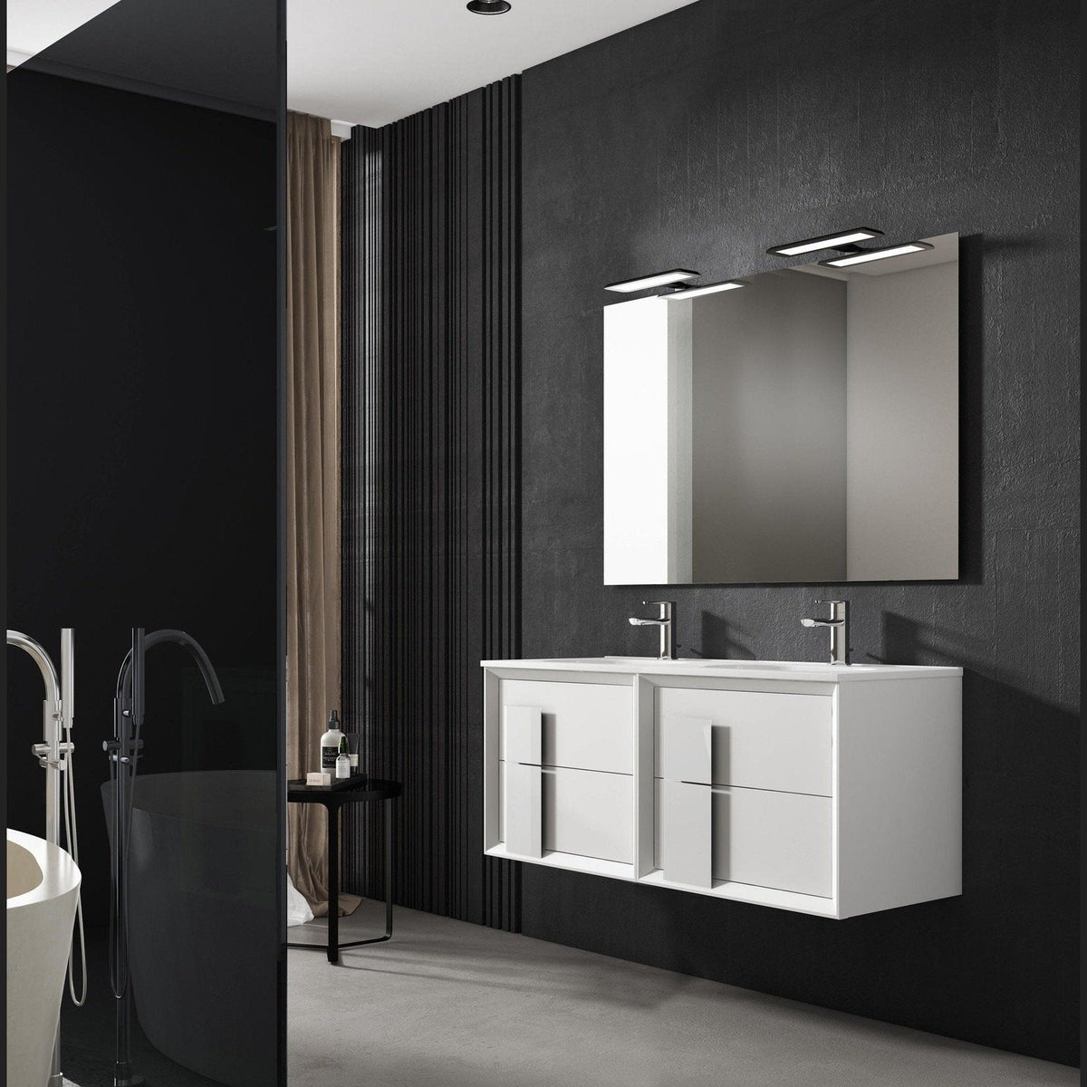 Lucena Bath DÃ©cor Cristal 80" Double Floating Vanity in White / Black / Grey - Backyard Provider