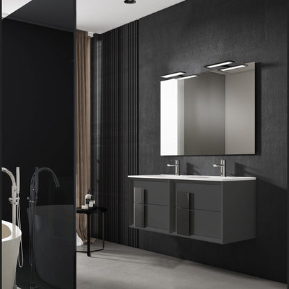 Lucena Bath 64" DÃ©cor Cristal Double Floating Vanity in White / Black / Grey - Backyard Provider