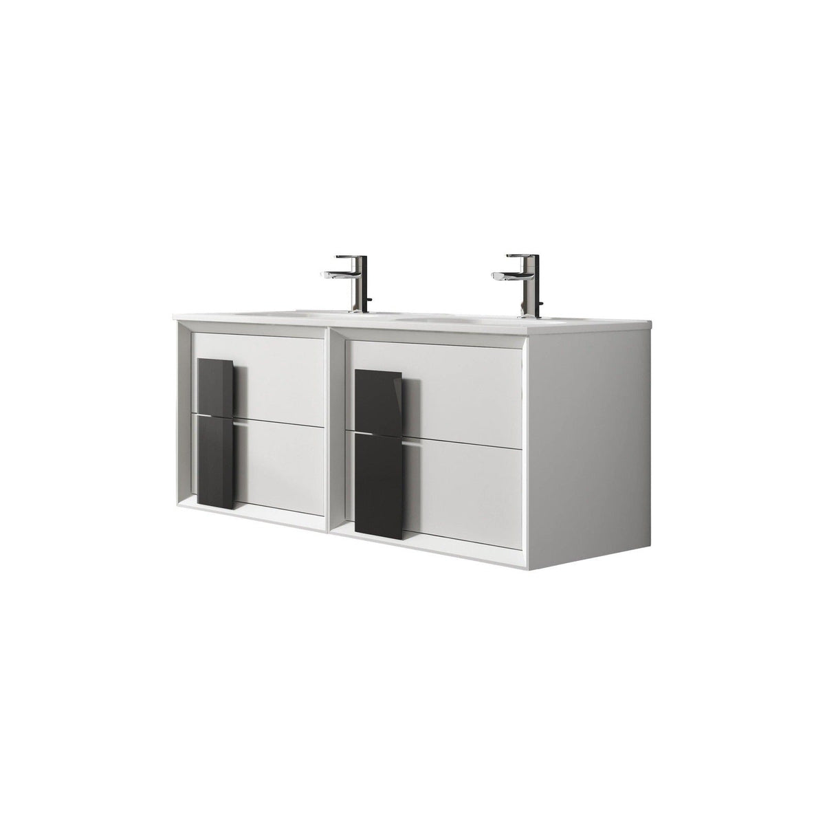 Lucena Bath 64" DÃ©cor Cristal Double Floating Vanity in White / Black / Grey - Backyard Provider