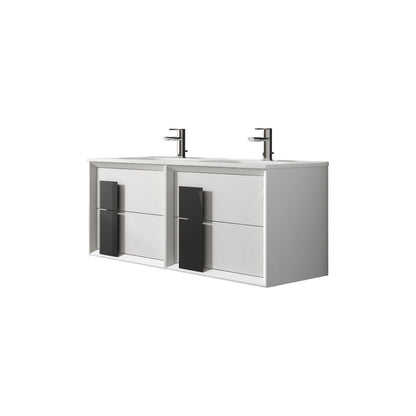 Lucena Bath DÃ©cor Cristal 80" Double Floating Vanity in White / Black / Grey - Backyard Provider