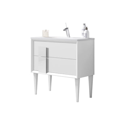 Lucena Bath DÃ©cor Cristal 24" Freestanding Bathroom Vanity in White/Black or Grey and glass handle - Backyard Provider