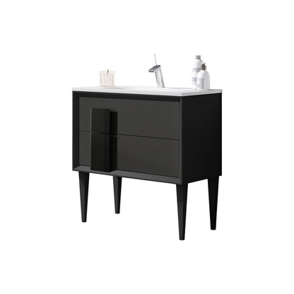 Lucena Bath 40" DÃ©cor Cristal Freestanding Vanity in White / Black / Grey and glass handle - Backyard Provider