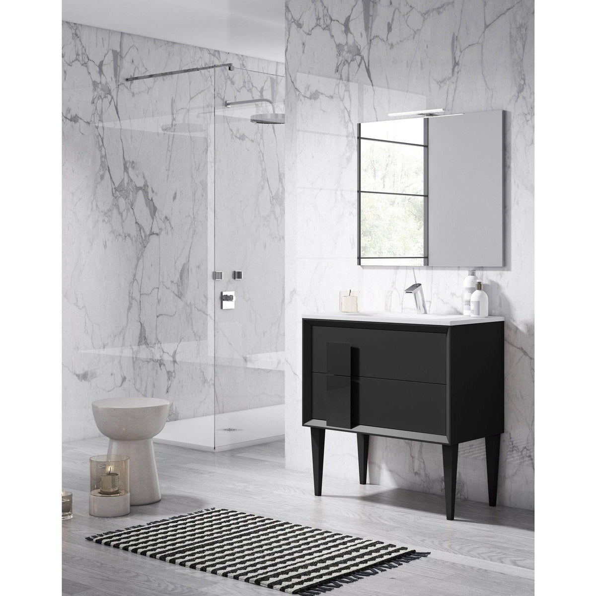 Lucena Bath 40" DÃ©cor Cristal Freestanding Vanity in White / Black / Grey and glass handle - Backyard Provider