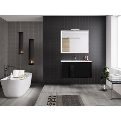 Lucena Bath 40" DÃ©cor Cristal Floating Vanity in White /Black / Grey - Backyard Provider