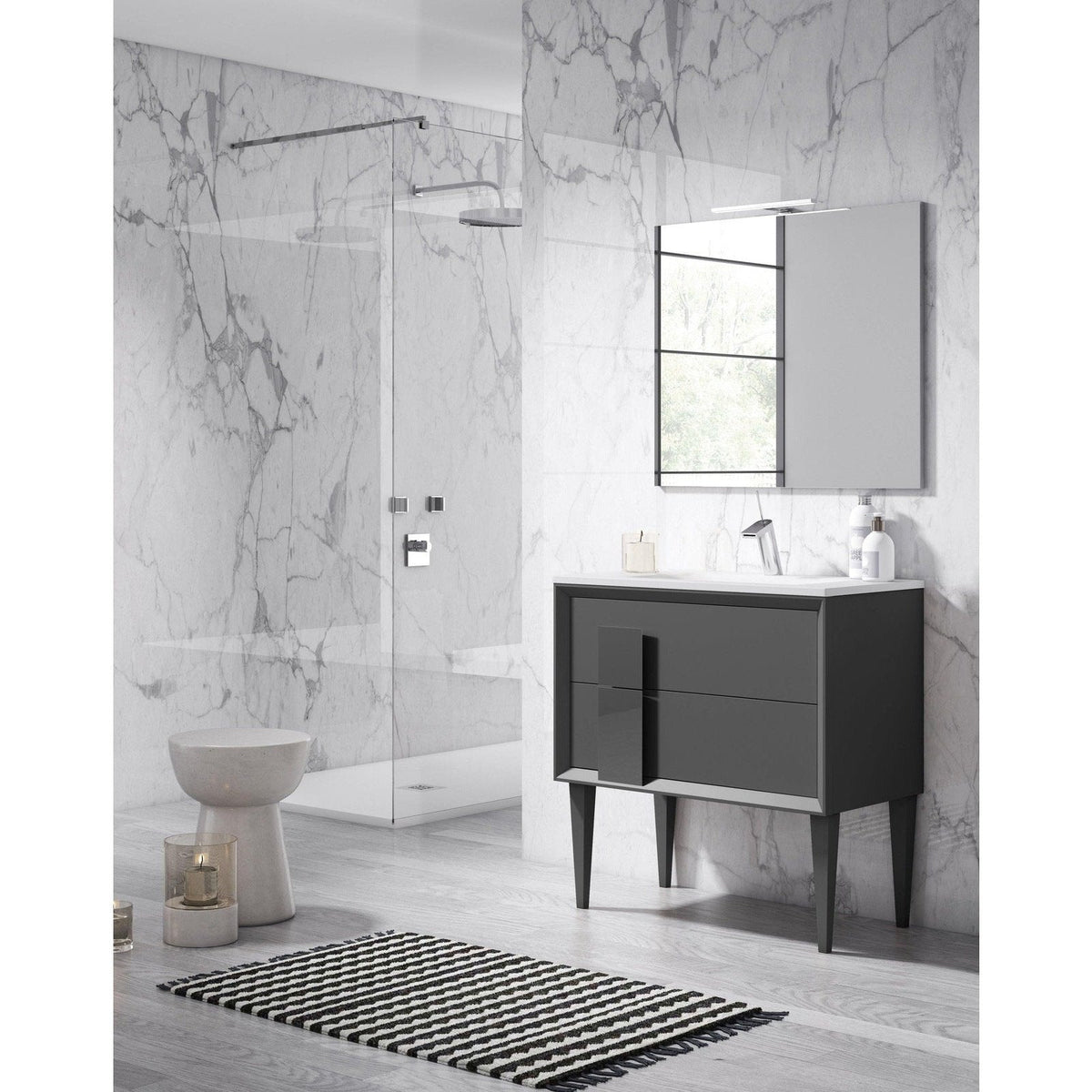 Lucena Bath DÃ©cor Cristal 24" Freestanding Bathroom Vanity in White/Black or Grey and glass handle - Backyard Provider