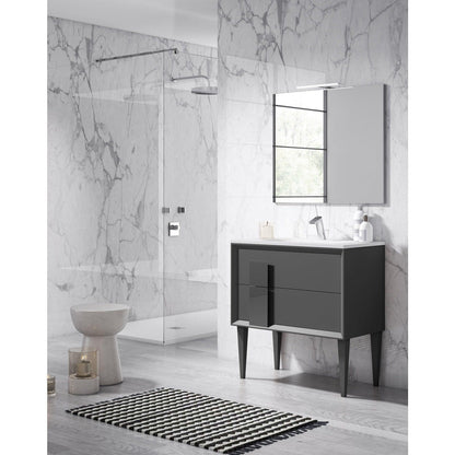 Lucena Bath 32" DÃ©cor Cristal Freestanding Vanity in White/Black/Grey and glass handle - Backyard Provider