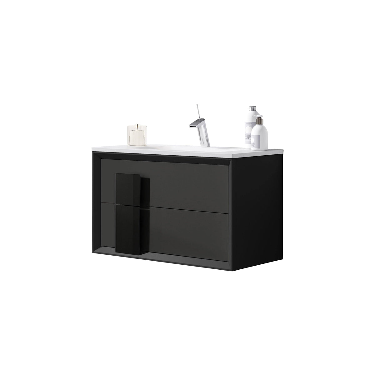 Lucena Bath 48" DÃ©cor Cristal Floating Vanity in White / Black / Grey - Backyard Provider