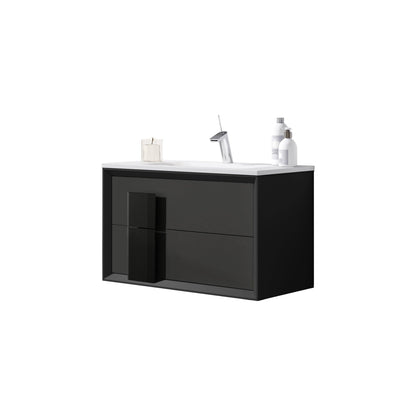 Lucena Bath DÃ©cor Cristal 80" Double Floating Vanity in White / Black / Grey - Backyard Provider
