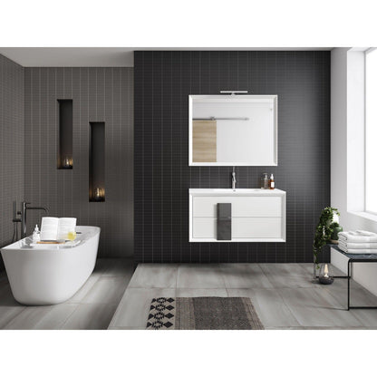 Lucena Bath DÃ©cor Cristal 24" Floating Bathroom Vanity in White, Black, Grey, White and Black, White and Grey or Black and Grey - Backyard Provider