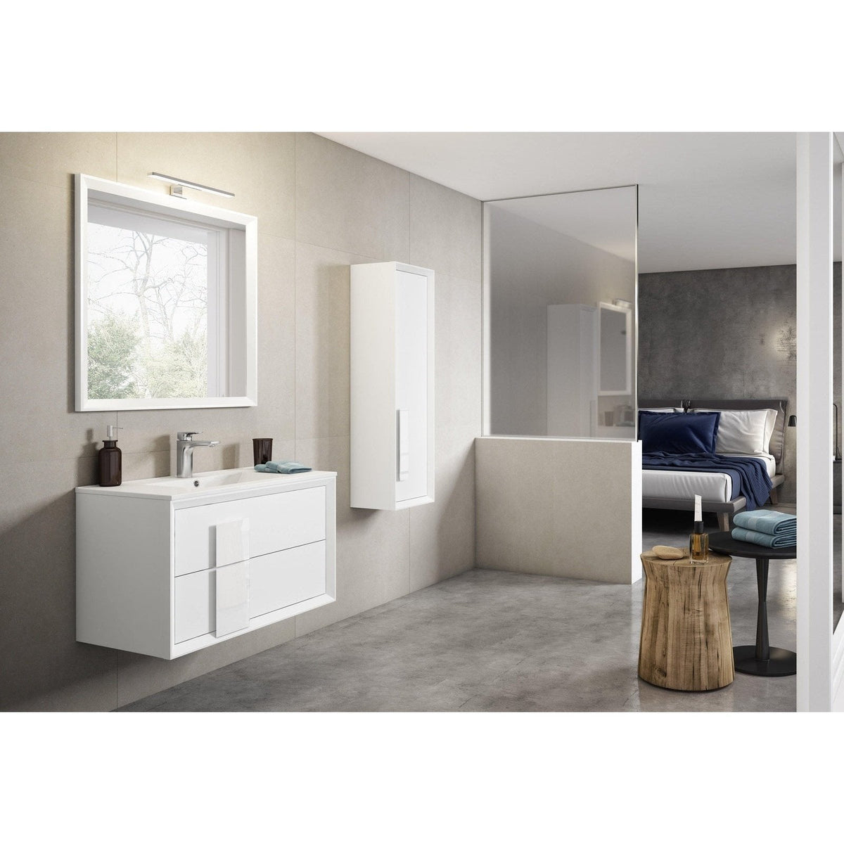Lucena Bath DÃ©cor Cristal 24" Floating Bathroom Vanity in White, Black, Grey, White and Black, White and Grey or Black and Grey - Backyard Provider