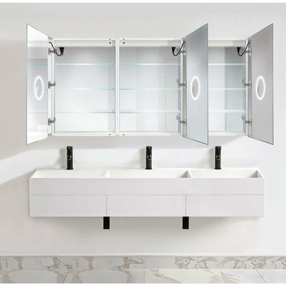 Krugg Svange 7236TLRR  72" X 36" Triple LED Medicine Cabinet with Dimmer & Defogger SVANGE7236TLRR - Backyard Provider