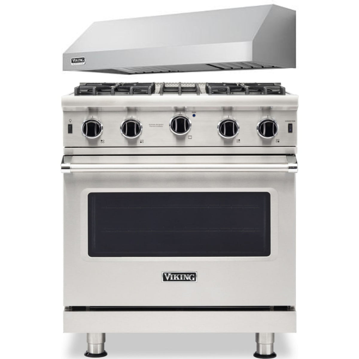 Viking 2-Piece Package 30 Inch Freestanding Professional Gas Range and 30 Inch Pro-Style Wall Mount Range Hood - VGIC53024BSSLP