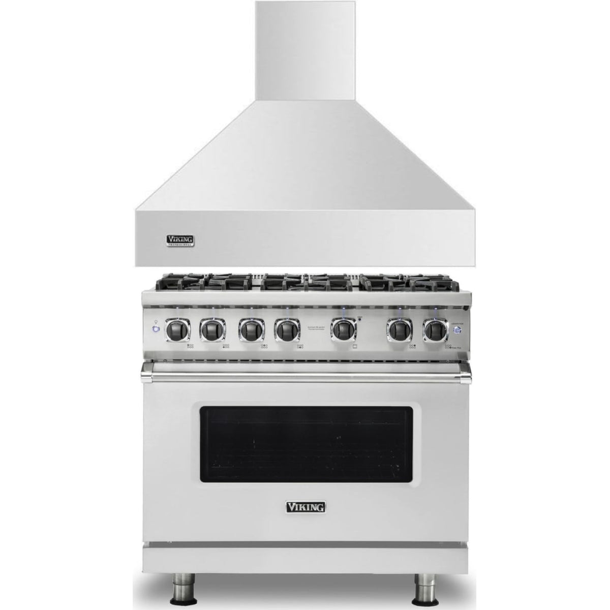 Viking 2-Piece Package 36 Inch Freestanding Professional Gas Range and 36 Inch Wall Mount Range Hood - VGR5366BSSLP