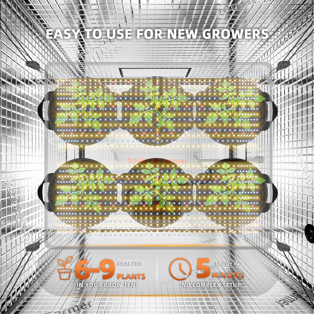 Sale丨2026 Spider Farmer® 4’x4′ Complete Grow Tent Kit丨SF4000 450W Full Spectrum LED Grow Light丨6” Clip Fan丨6” Ventilation System with GGS Controller
