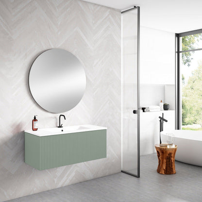 Lucena Bath 48" Bari Floating Vanity with Ceramic Sink in White, Grey, Green or Navy - Backyard Provider