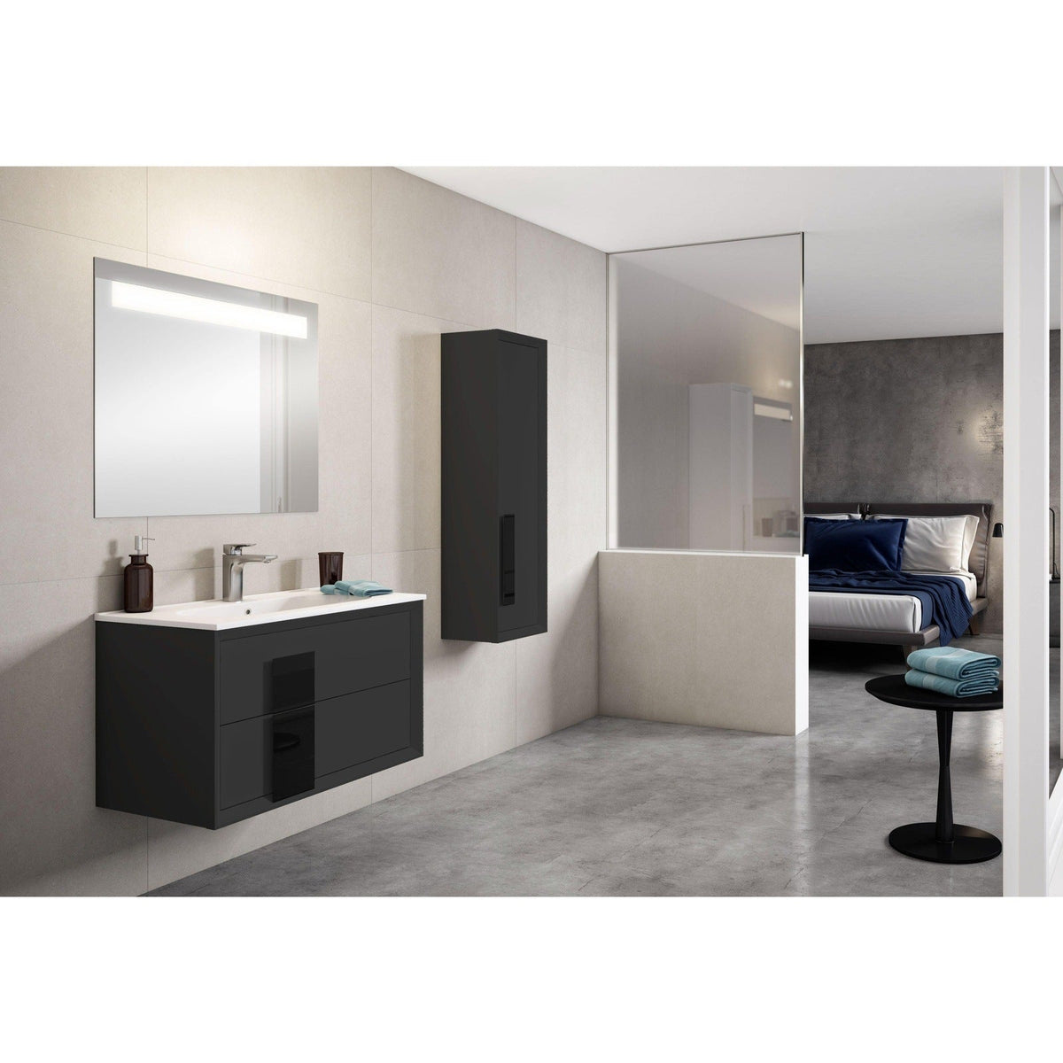Lucena Bath DÃ©cor Cristal 32" Bathroom Vanity in White, Black, Grey, White and Black, White and Grey or Black and Grey - Backyard Provider