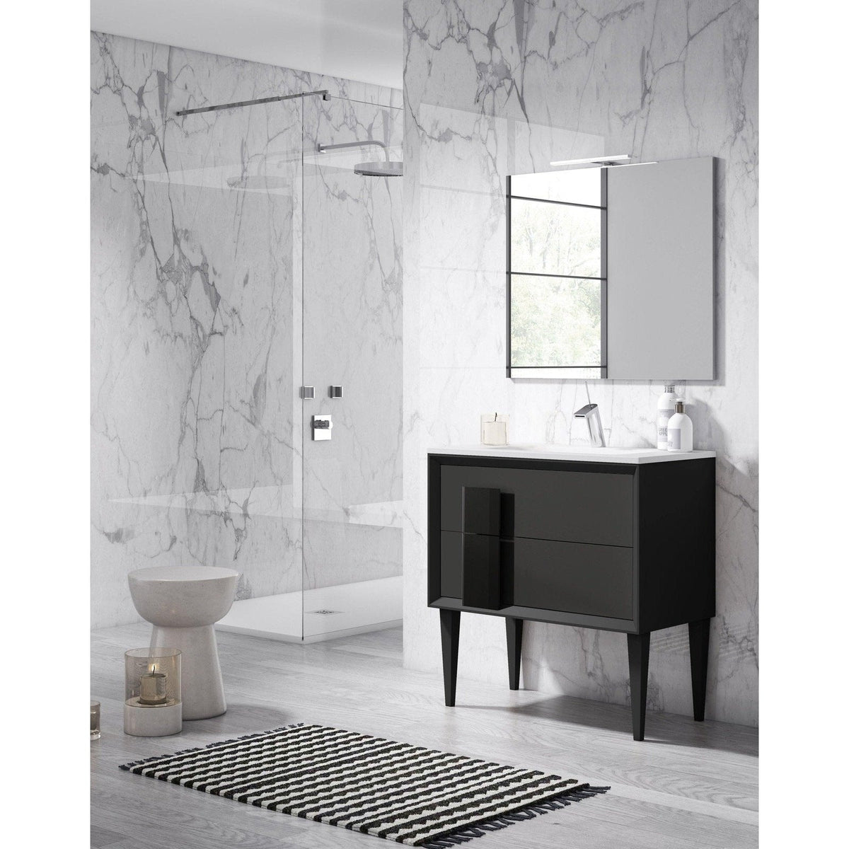Lucena Bath 40" DÃ©cor Cristal Freestanding Vanity in White / Black / Grey and glass handle - Backyard Provider