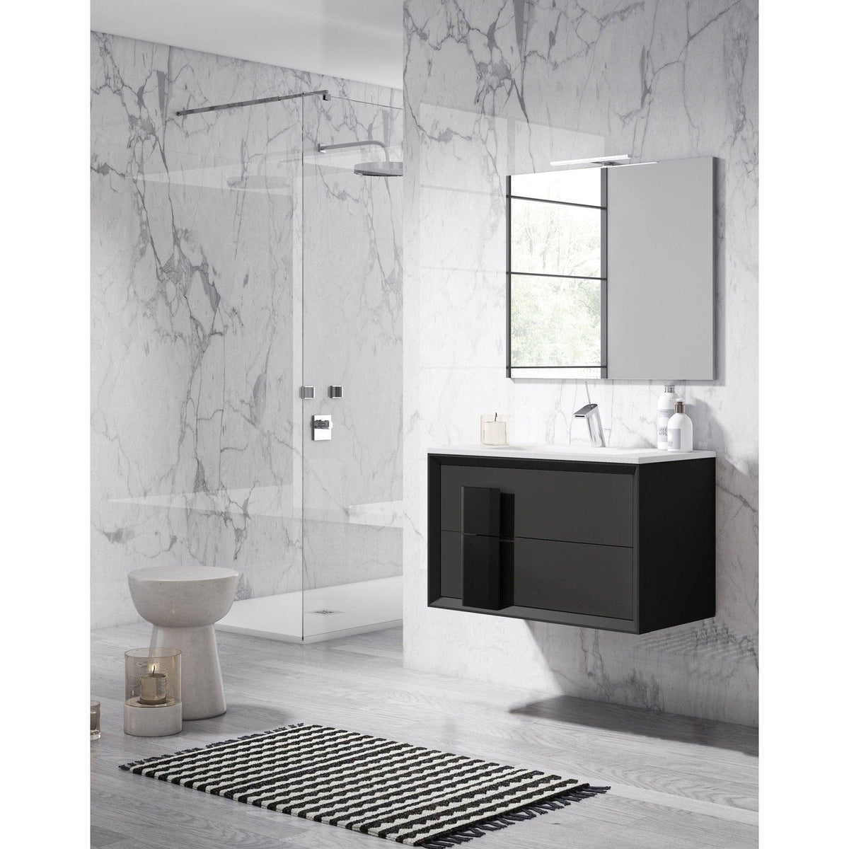 Lucena Bath DÃ©cor Cristal 24" Floating Bathroom Vanity in White, Black, Grey, White and Black, White and Grey or Black and Grey - Backyard Provider