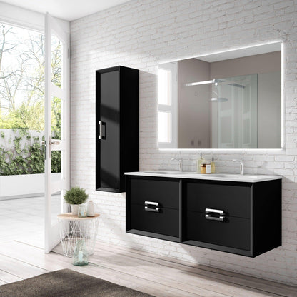 Lucena Bath 48" DÃ©cor Tirador Double Floating Vanity in White, Black, Gray or White and Silver. - Backyard Provider