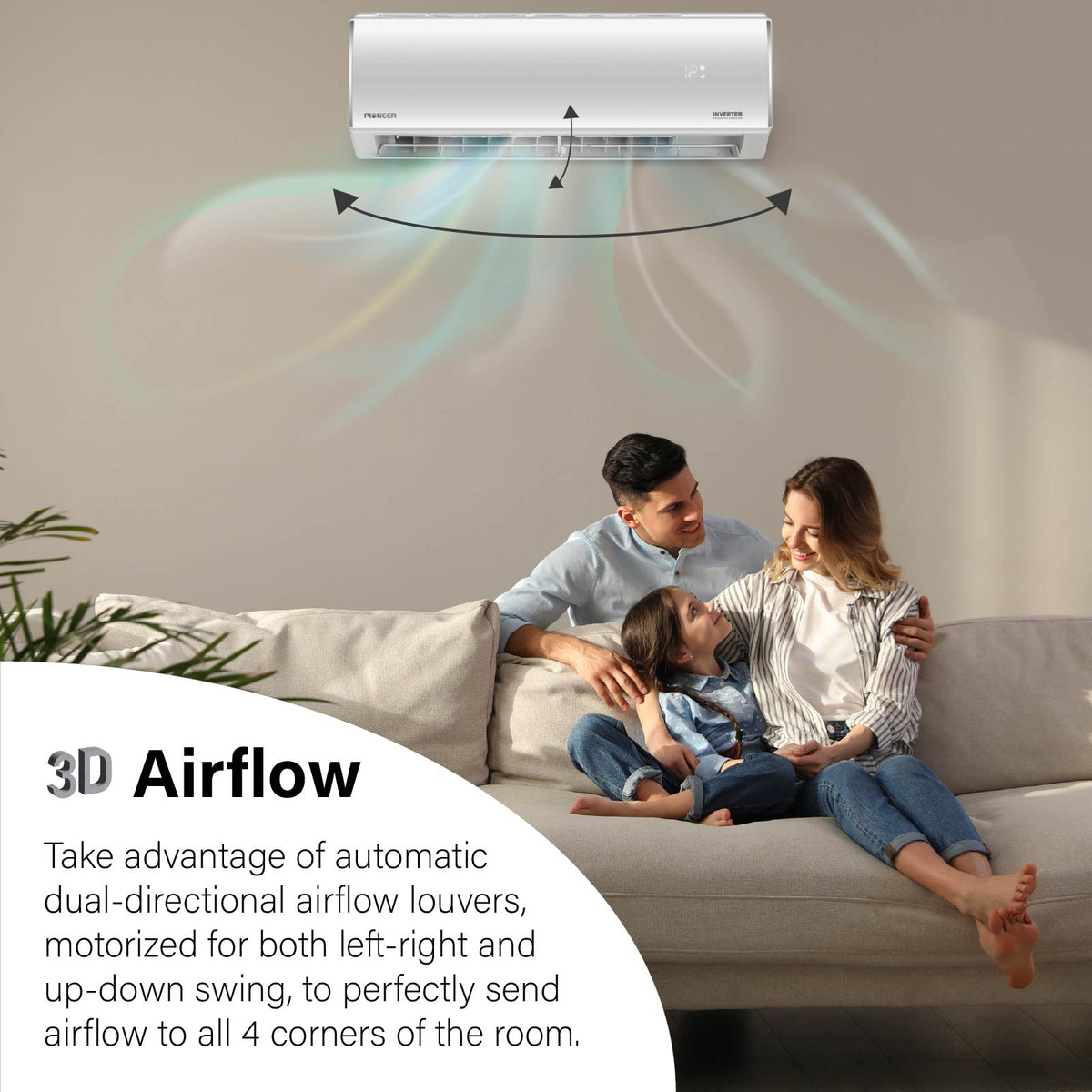 Pioneer® Diamante Essenza™ 11,500 BTU 17 SEER2 115V High-Wall Ductless Mini-Split Air Conditioner Inverter Heat Pump with 16 Ft. Kit