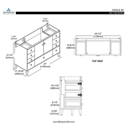 Blossom Lyon 48 Inch Bathroom Vanity – Single Sink - V8023 48 01S - Backyard Provider