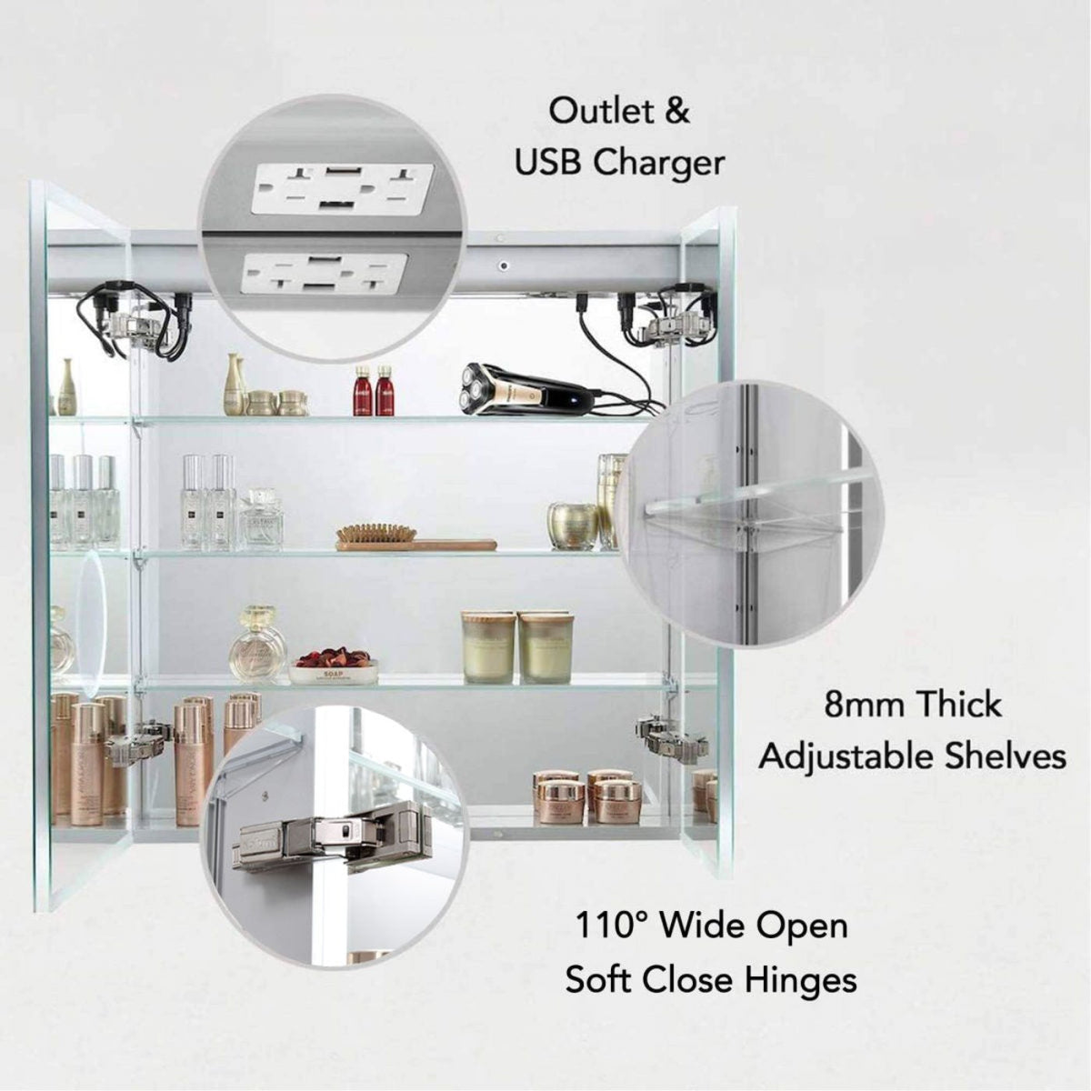 Blossom Sirius – 30 Inches LED Medicine Cabinet with Clock - MCL3 3032 - Backyard Provider
