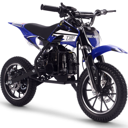 MotoTec Big Alien 50cc 2-Stroke Kids Gas Dirt Bike Blue