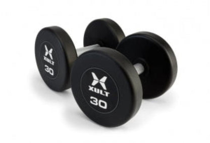 Johnson Health Tech XULT Rubber Hex Dumbbell Pairs and Sets - XULT Rubber Hex Dumbbell Pair in Black, 50 lb. - XT-050RBR-HEX
