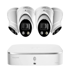 Lorex 8-Channel 4K Fusion NVR System with 4 Smart Deterrence 4K (8MP) IP Dome Cameras Security Surveillance System New -  N4K2SD-84WD