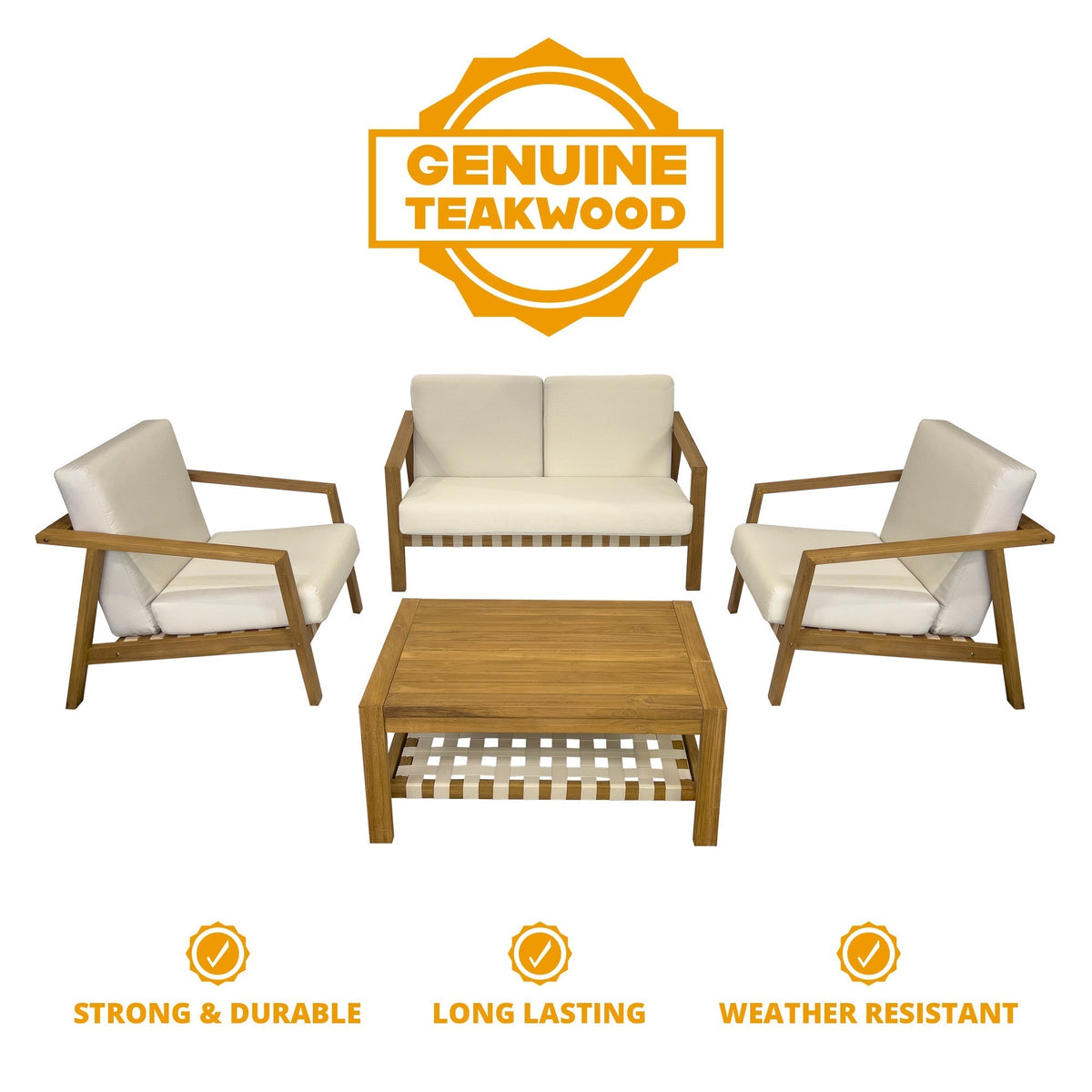Luna 4-Piece Teakwood Deep Seating Patio Set