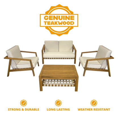 Luna 4-Piece Teakwood Deep Seating Patio Set