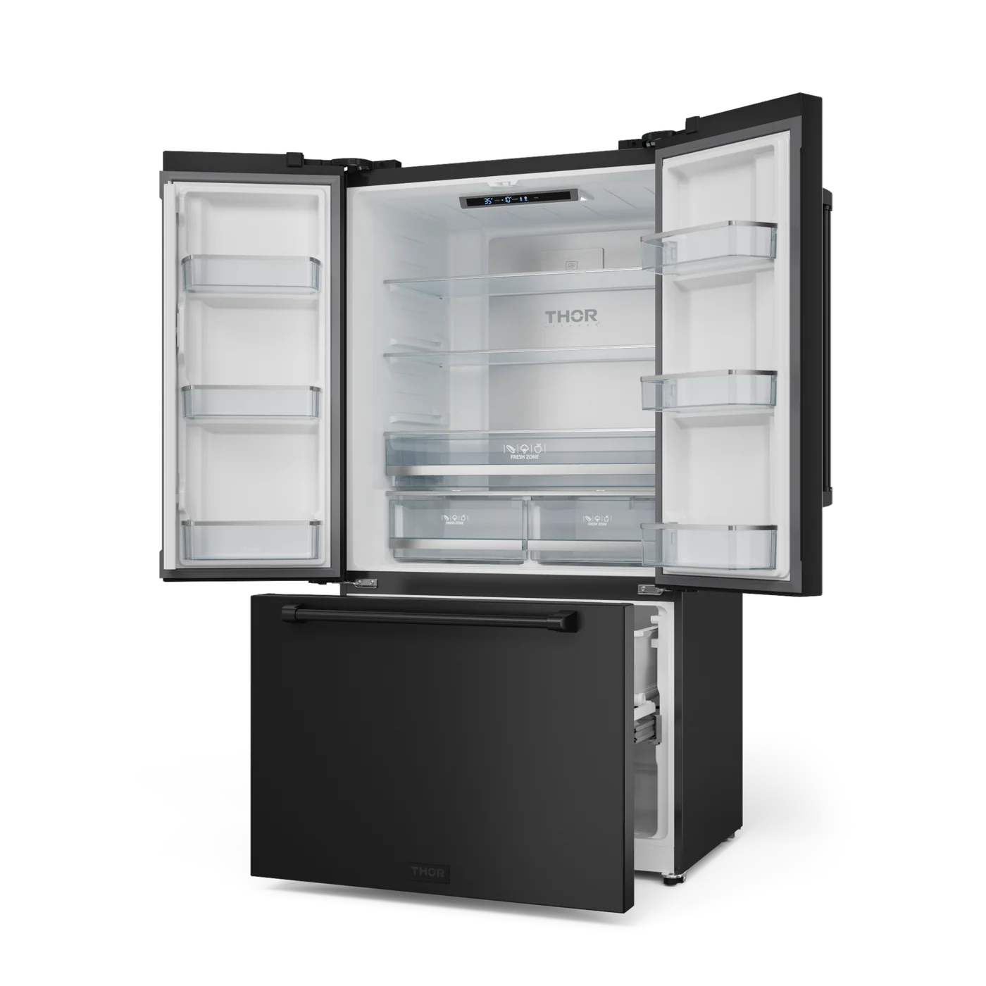 36 Inch 20.3 cu ft French Door Counter Depth Refrigerator with Ice Maker in Black/Navy Blue | Gordon Ramsay Series