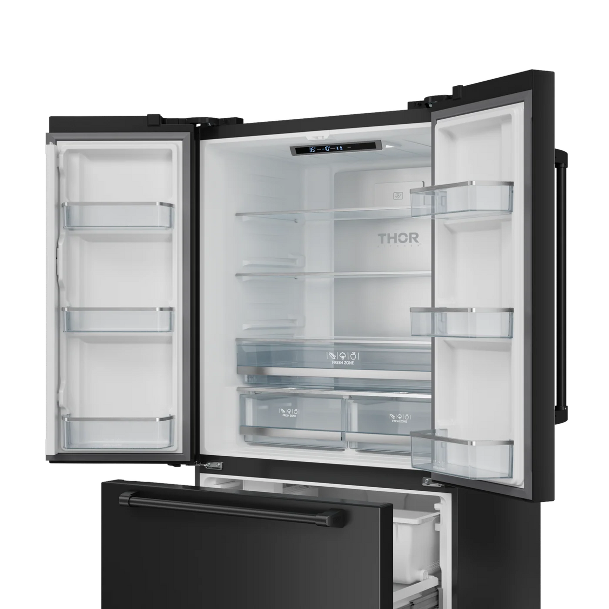 36 Inch 20.3 cu ft French Door Counter Depth Refrigerator with Ice Maker in Black/Navy Blue | Gordon Ramsay Series