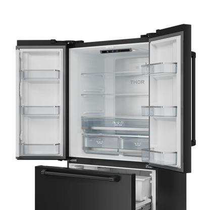 36 Inch 20.3 cu ft French Door Counter Depth Refrigerator with Ice Maker in Black/Navy Blue | Gordon Ramsay Series