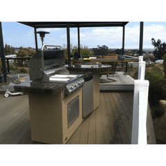 Kokomo Fire 9' BBQ Island with 4 foot Round Bar and 4 Burner Built In BBQ Grill